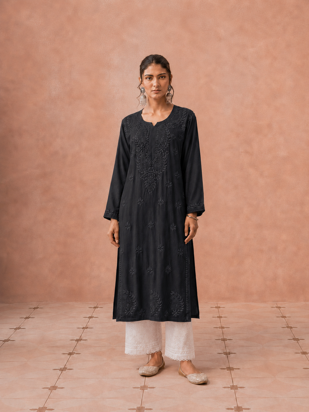 Moksha Rayon Chikankari Straight Kurta