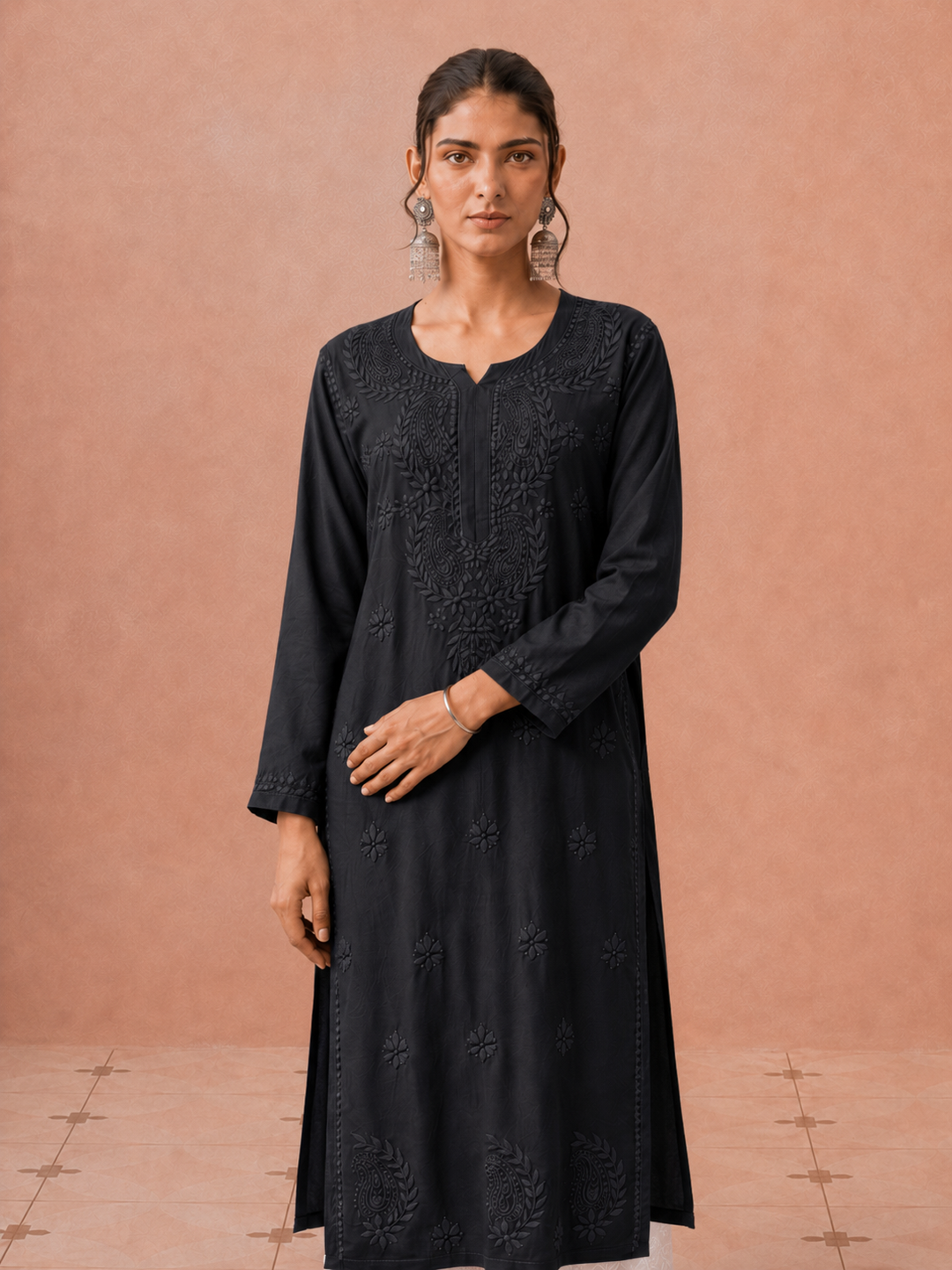 Moksha Rayon Chikankari Straight Kurta