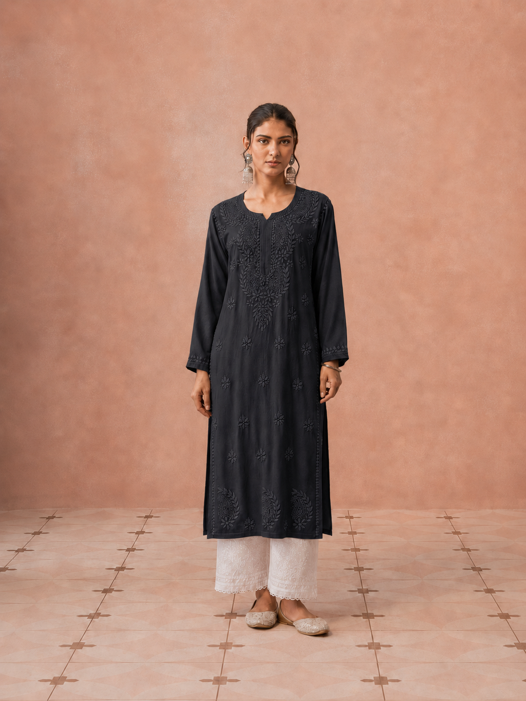 Moksha Rayon Chikankari Straight Kurta