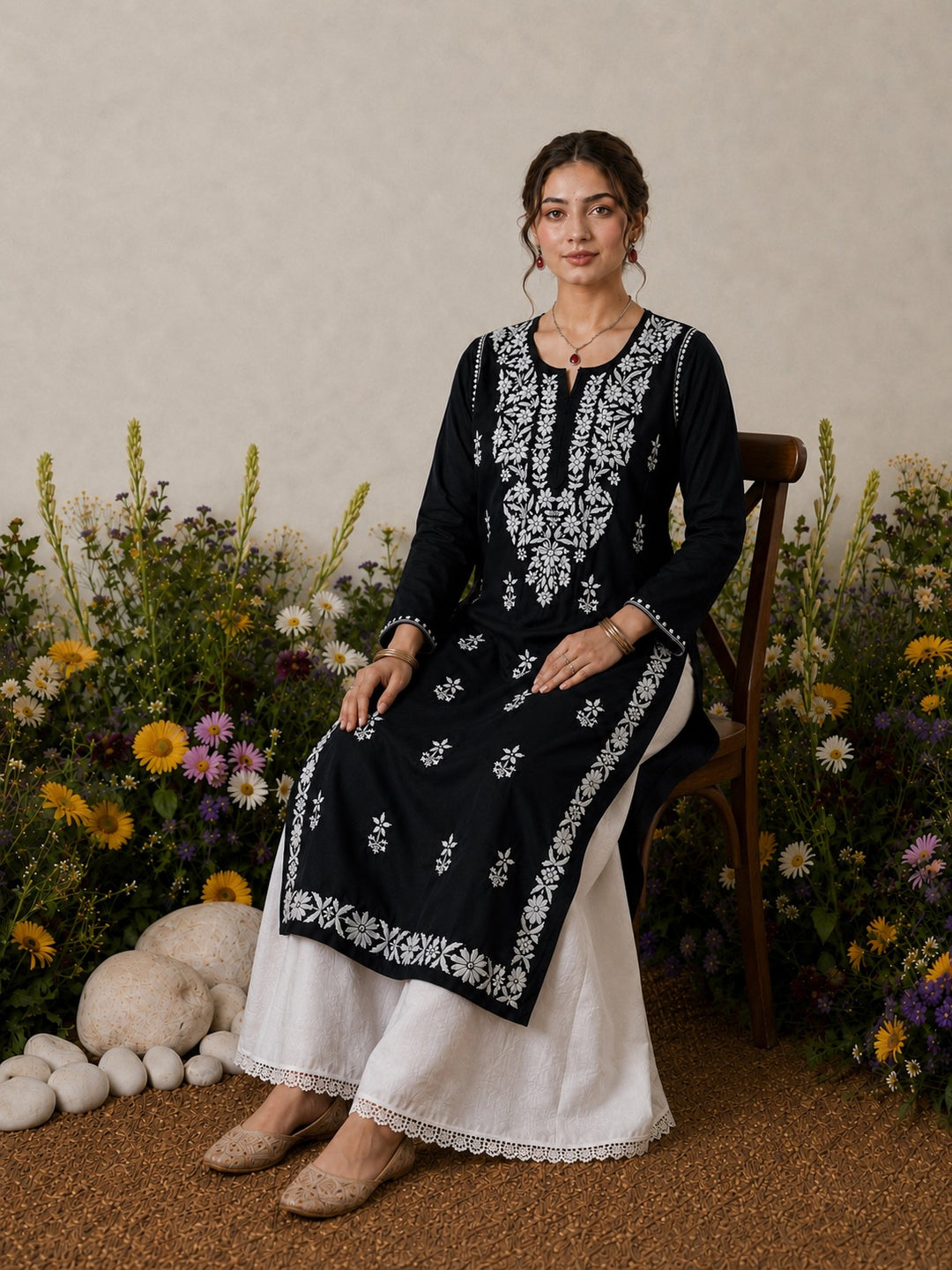 Lisa Chikankari Premium Modal Straight Kurta