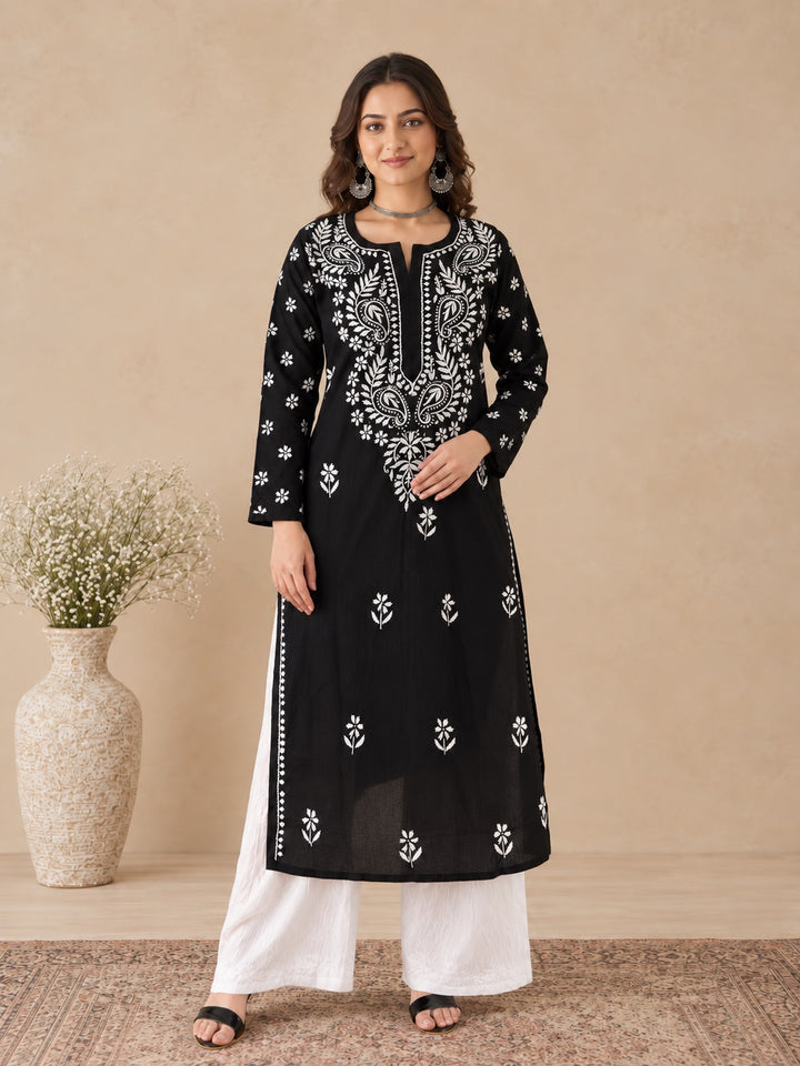 Lata Cotton Chikankari Basic Straight Kurta