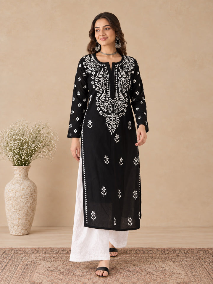 Lata Cotton Chikankari Basic Straight Kurta