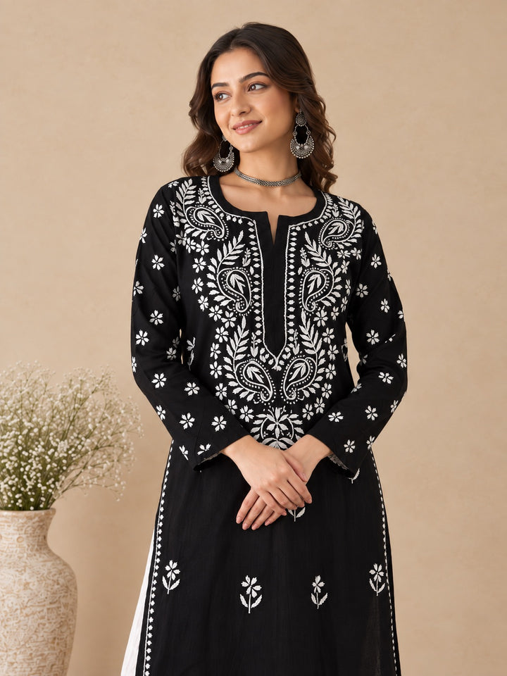 Lata Cotton Chikankari Basic Straight Kurta