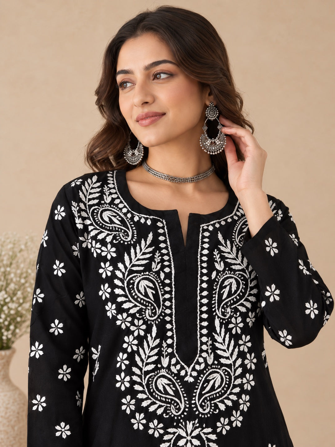 Lata Cotton Chikankari Basic Straight Kurta