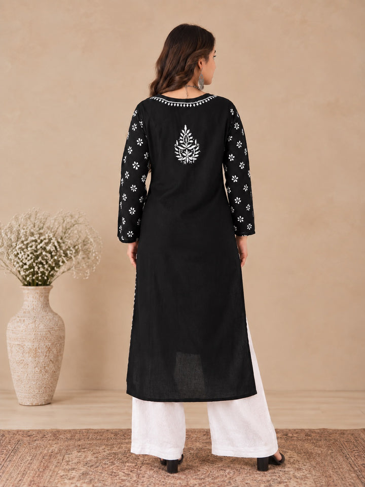 Lata Cotton Chikankari Basic Straight Kurta