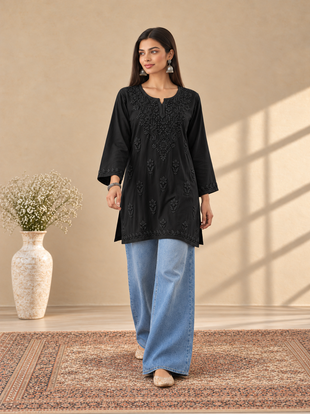 Akira Rayon Short Chikankari Kurti for Women