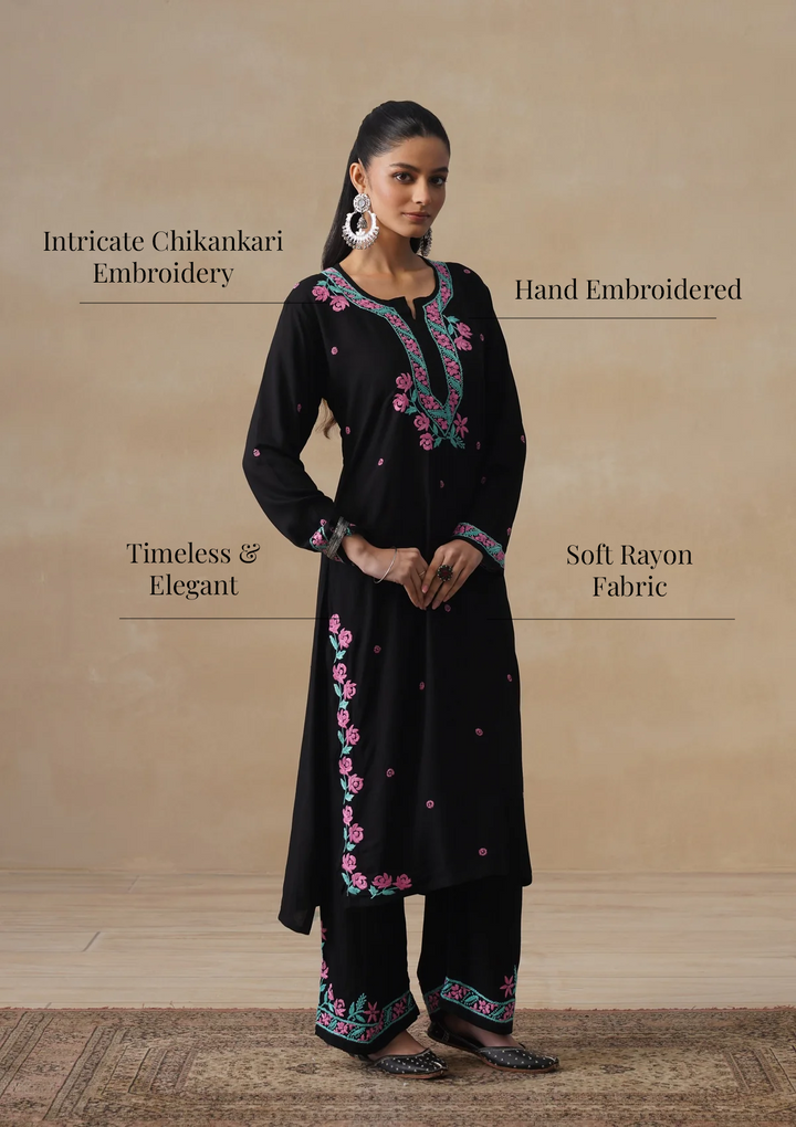 Gulab Rayon Chikankari Co-ord Set