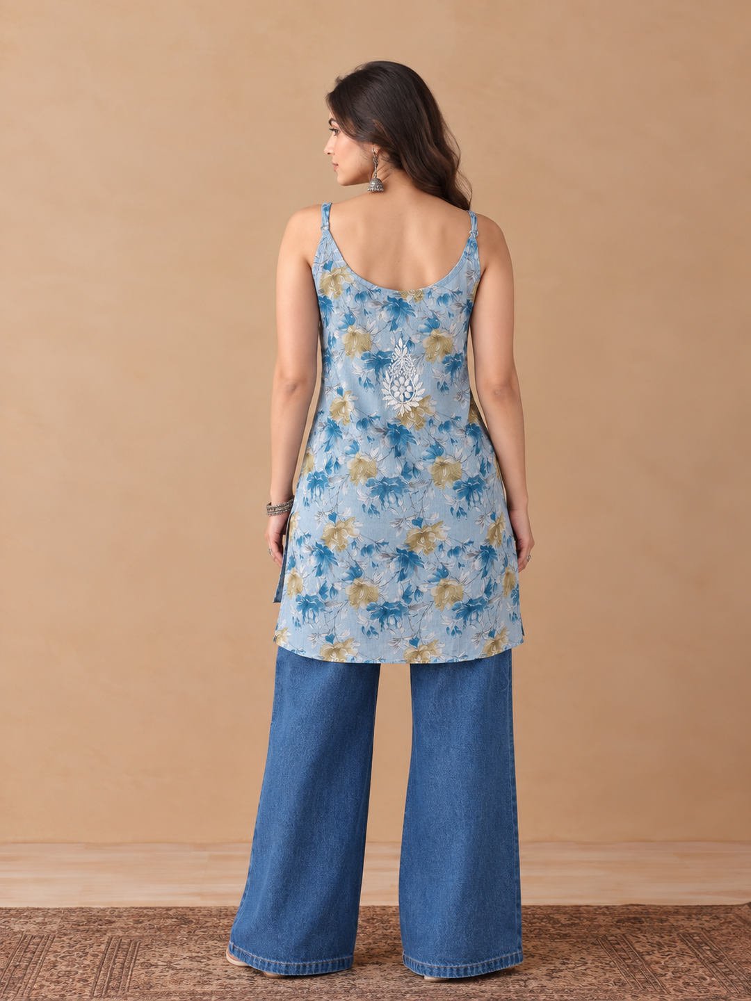 Sia Mulmul Chikankari Strappy Short Kurti for Women