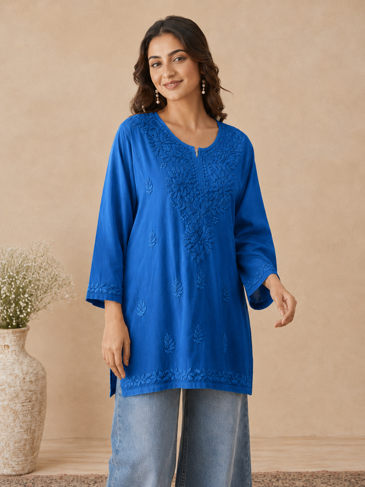 Ishara Modal Chikankari Ombre Short Kurti