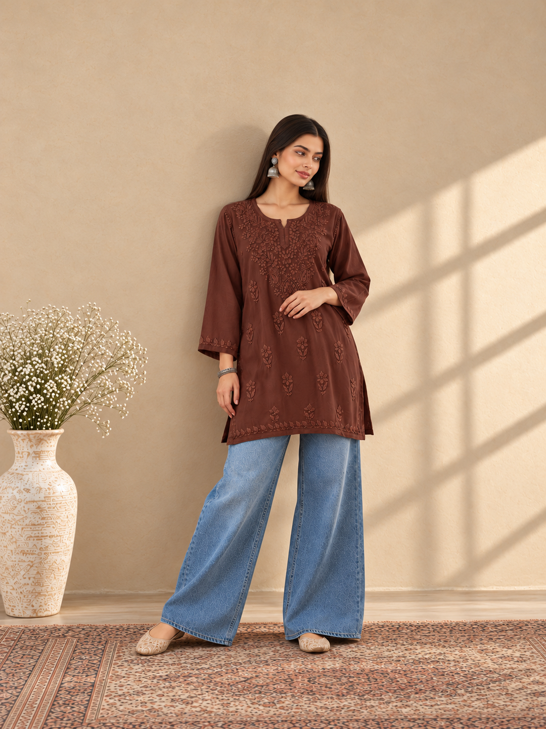 Akira Rayon Short Chikankari Kurti for Women