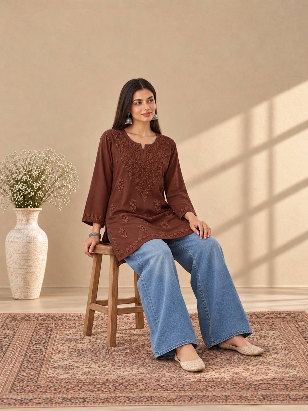 Akira Rayon Short Chikankari Kurti for Women