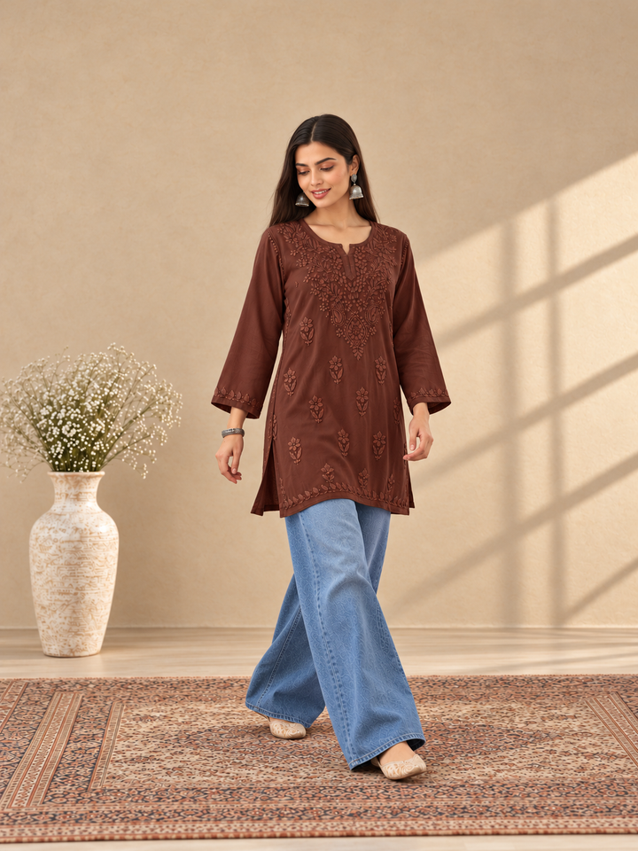 Akira Rayon Short Chikankari Kurti for Women
