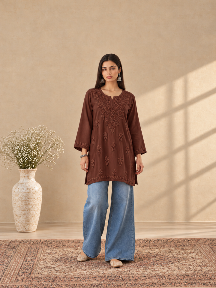 Akira Rayon Short Chikankari Kurti for Women