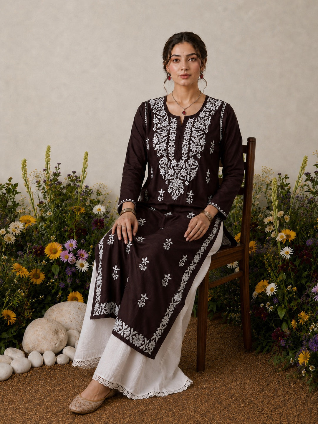 Lisa Chikankari Premium Modal Straight Kurta