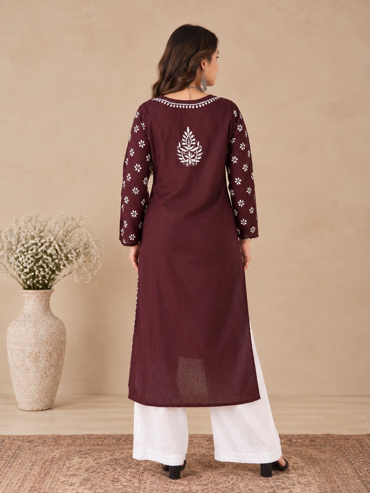 Lata Cotton Chikankari Basic Straight Kurta