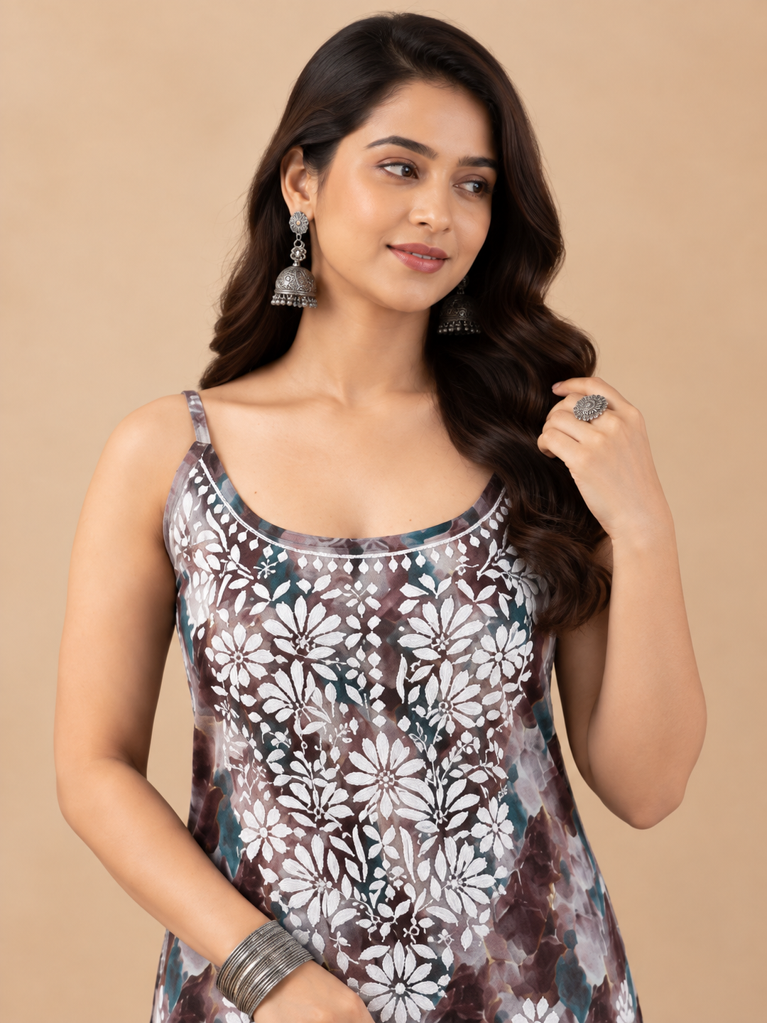 Chitra Mulmul Chikankari Strappy Straight Kurta