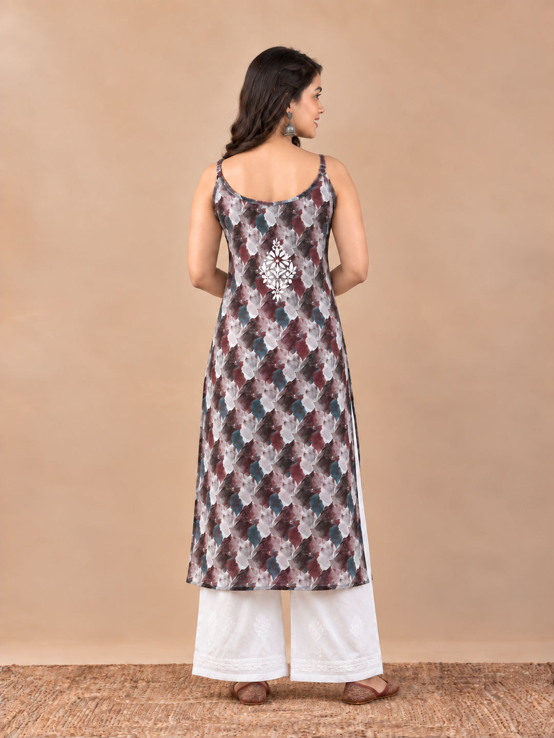 Chitra Mulmul Chikankari Strappy Straight Kurta