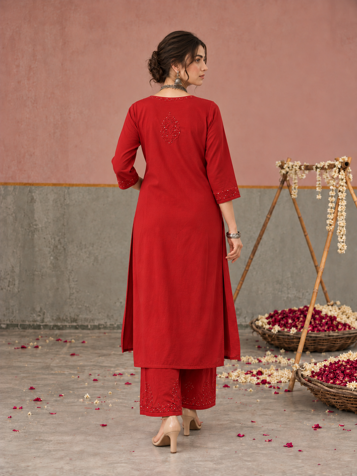 Avika Rayon Chikankari Mukaish Co-ord Set