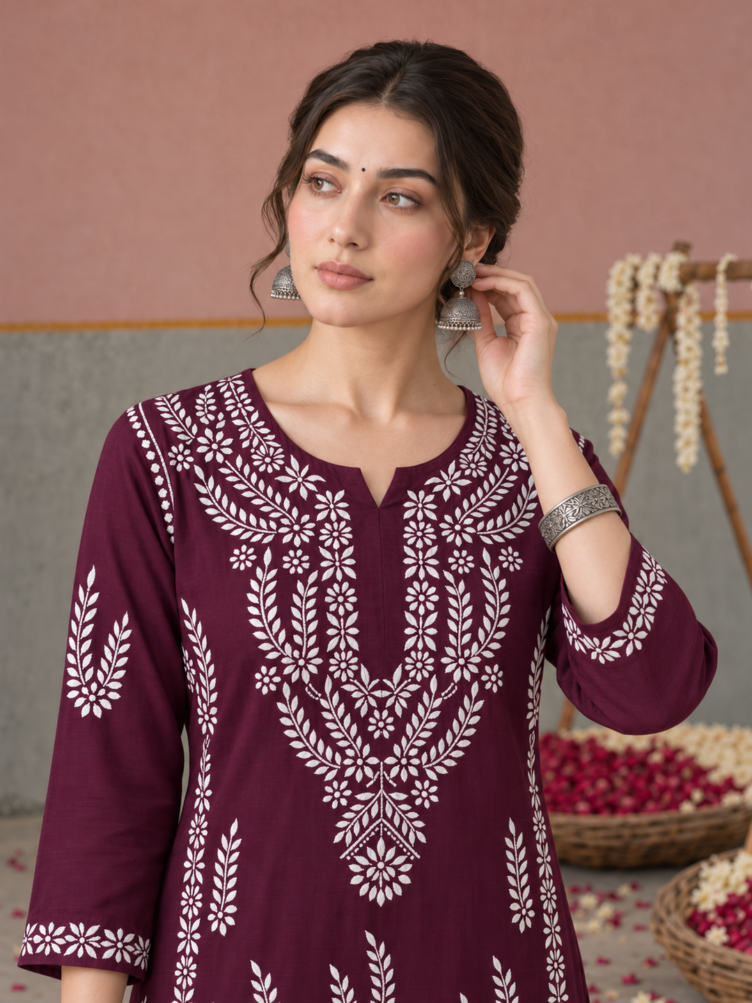 Vamika Chikankari Rayon Straight Kurta