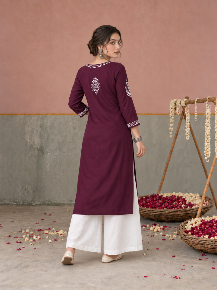 Vamika Chikankari Rayon Straight Kurta