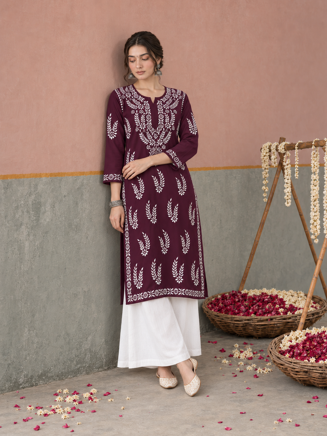 Vamika Chikankari Rayon Straight Kurta