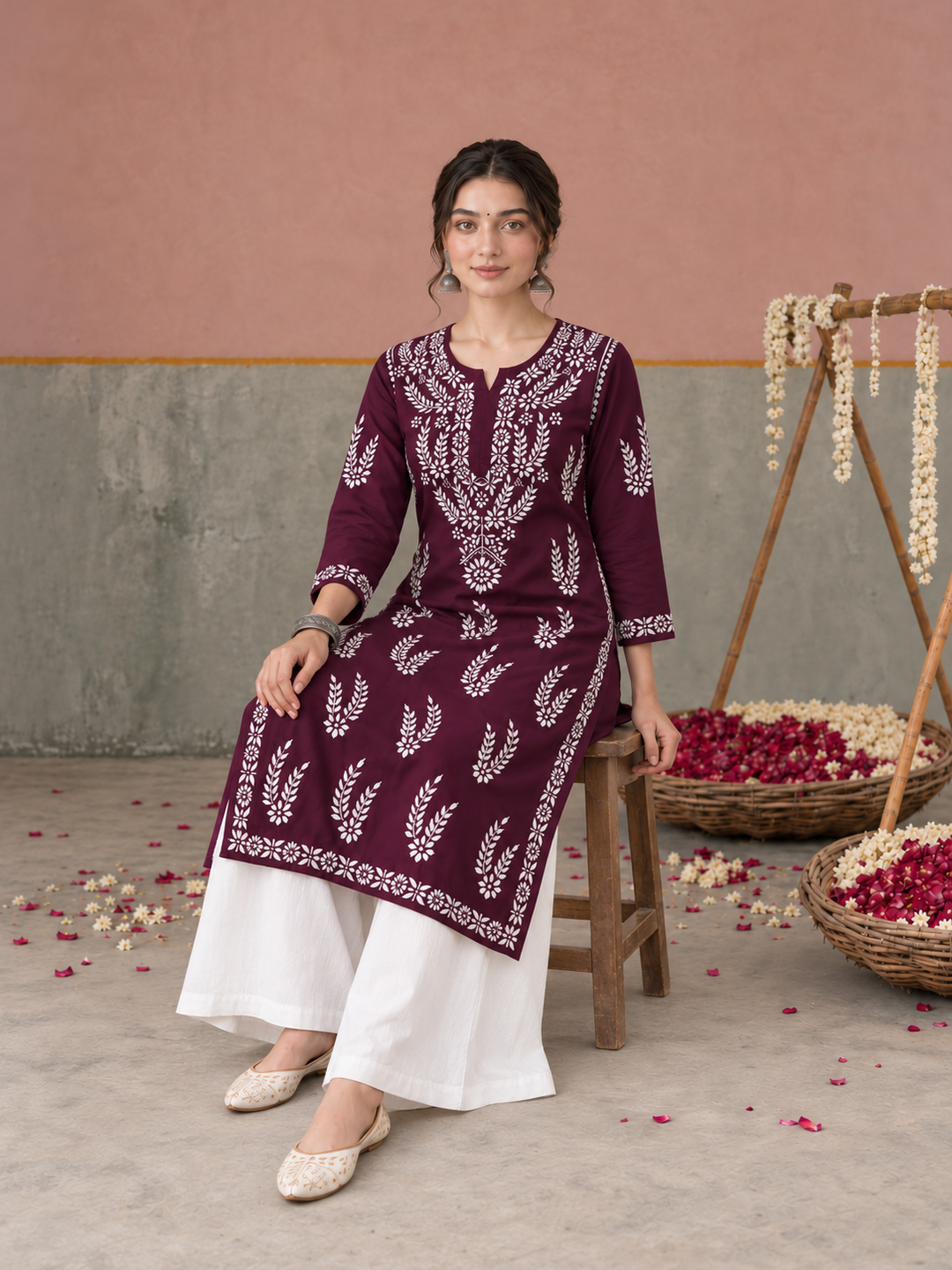 Vamika Chikankari Rayon Straight Kurta