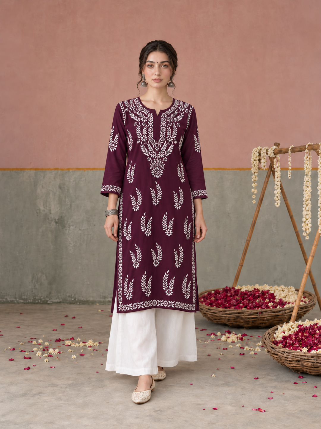 Vamika Chikankari Rayon Straight Kurta