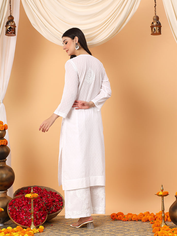 Deepika Chikankari Cotton Straight Kurta