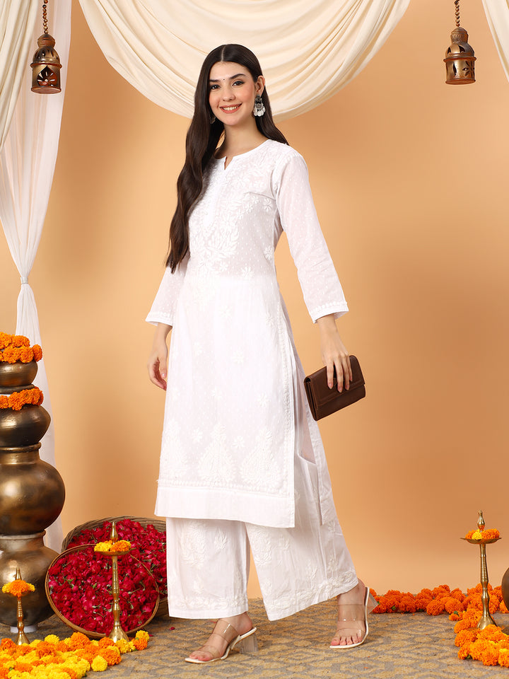 Deepika Chikankari Cotton Straight Kurta