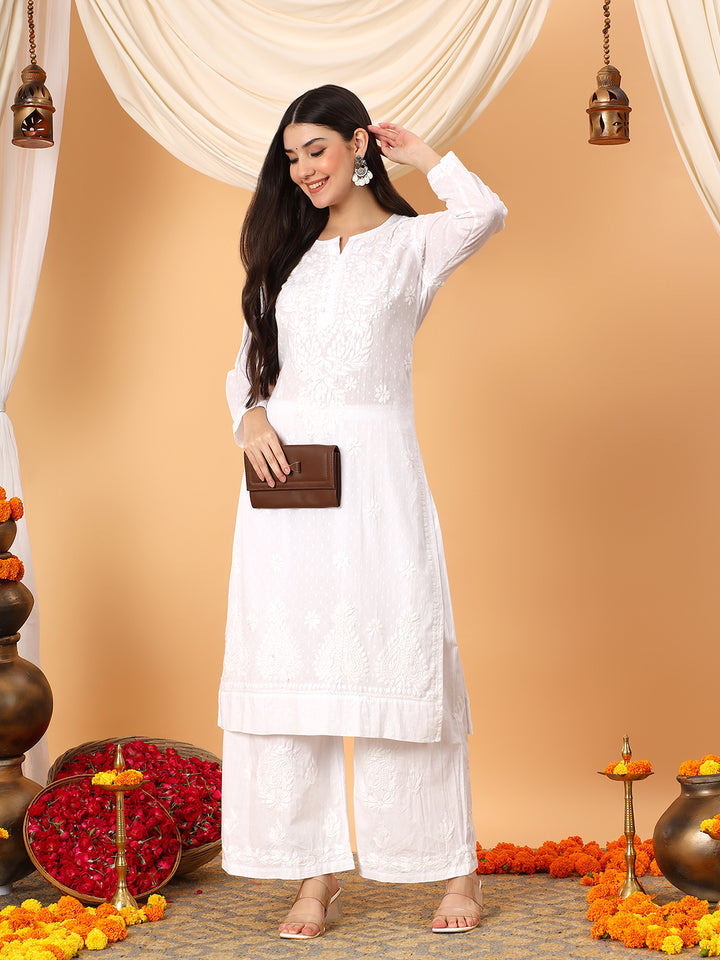 Deepika Chikankari Cotton Straight Kurta