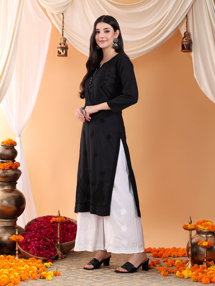 Deepika Chikankari Cotton Straight Kurta