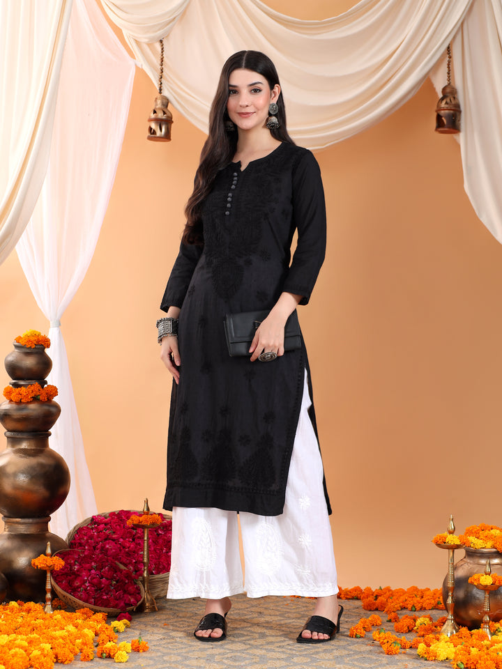 Deepika Chikankari Cotton Straight Kurta