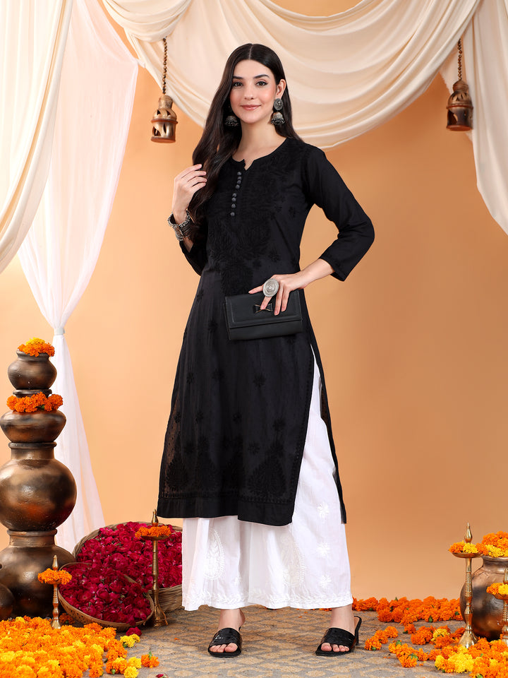 Deepika Chikankari Cotton Straight Kurta