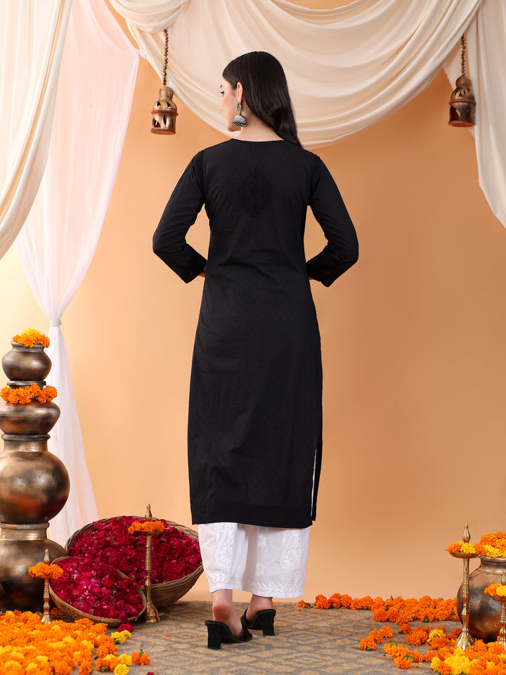 Deepika Chikankari Cotton Straight Kurta