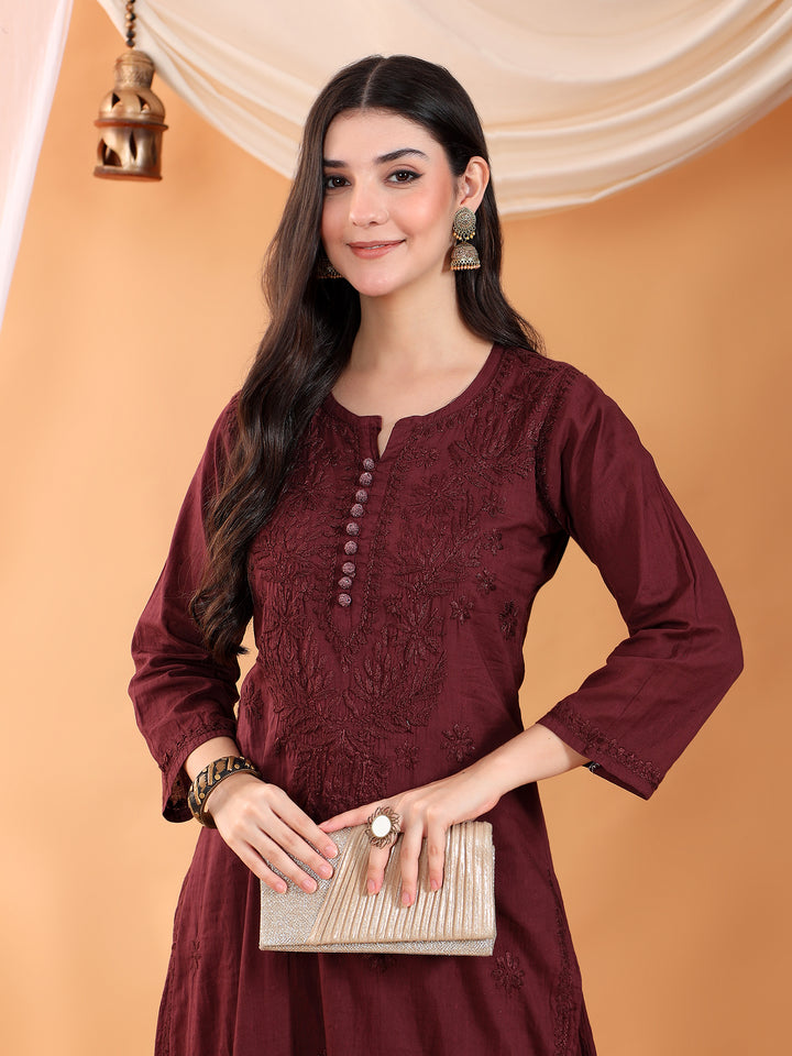 Deepika Chikankari Cotton Straight Kurta