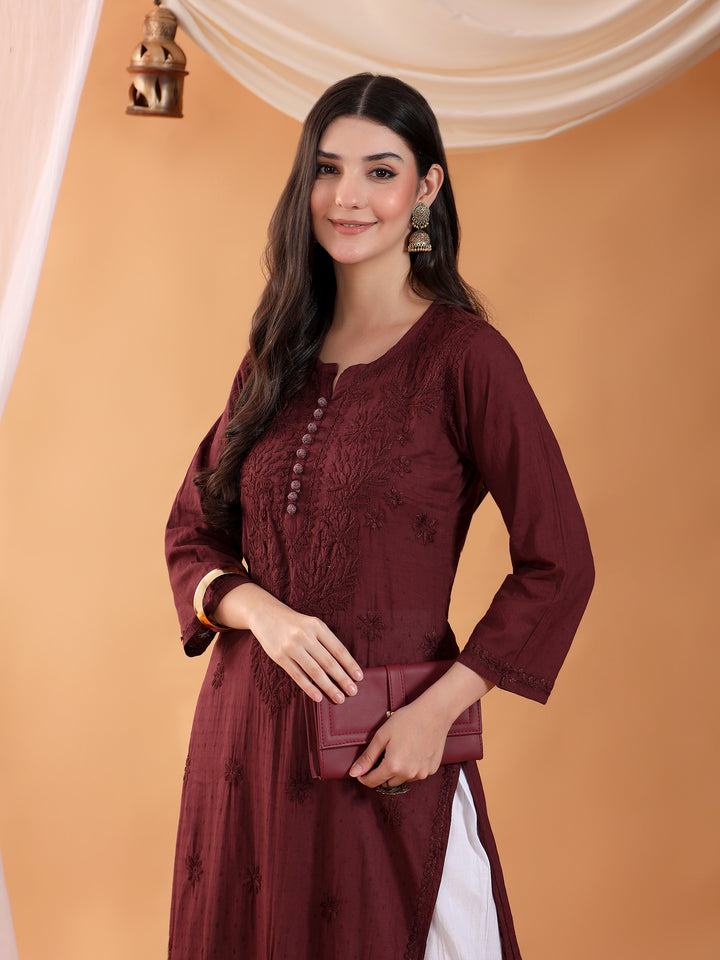 Deepika Chikankari Cotton Straight Kurta