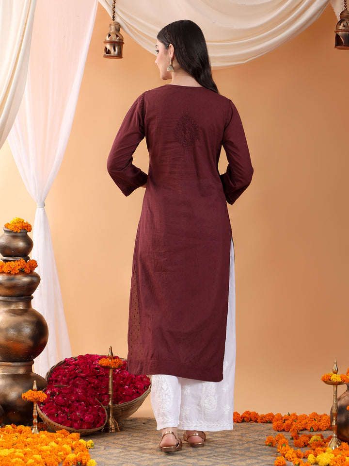 Deepika Chikankari Cotton Straight Kurta