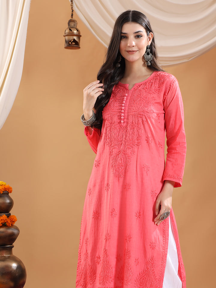 Deepika Chikankari Cotton Straight Kurta
