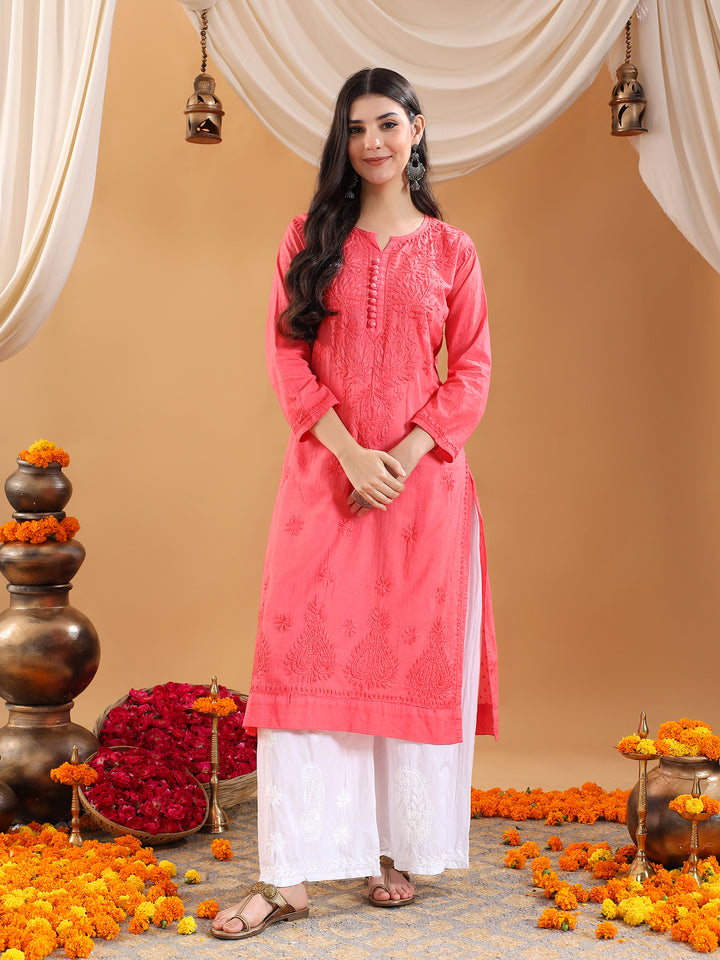 Deepika Chikankari Cotton Straight Kurta