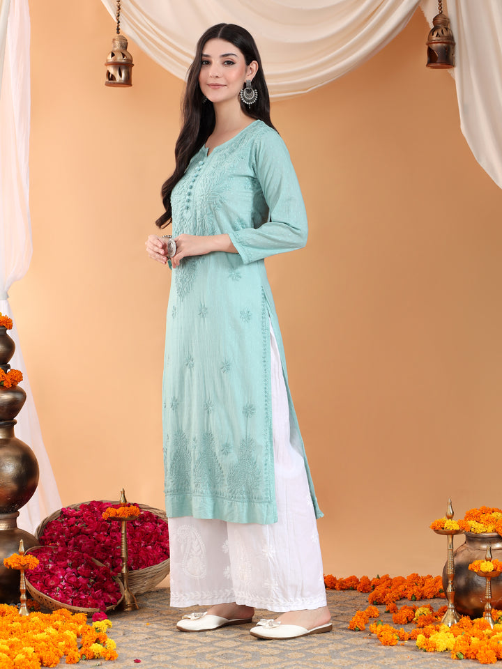 Deepika Chikankari Cotton Straight Kurta