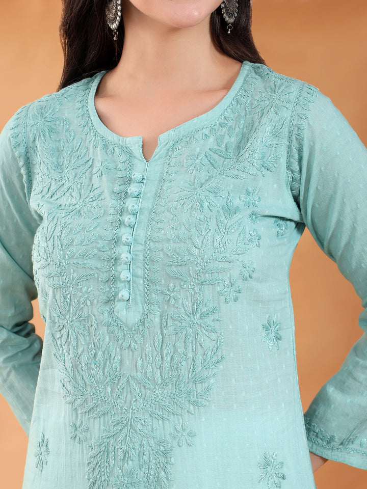 Deepika Chikankari Cotton Straight Kurta