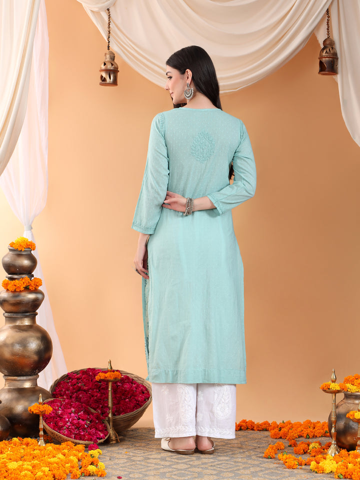 Deepika Chikankari Cotton Straight Kurta