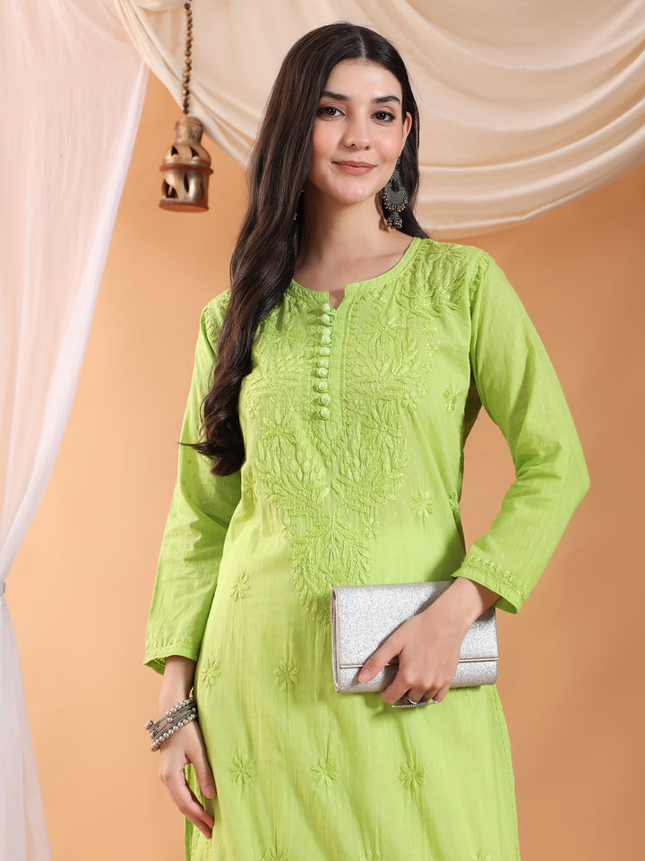 Deepika Chikankari Cotton Straight Kurta