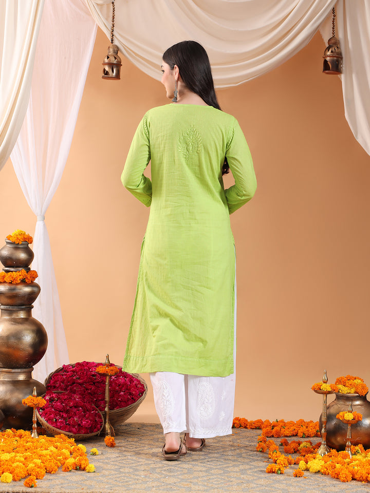 Deepika Chikankari Cotton Straight Kurta