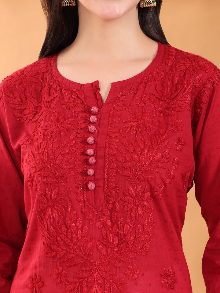 Deepika Chikankari Cotton Straight Kurta