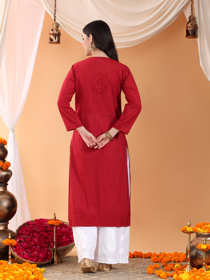 Deepika Chikankari Cotton Straight Kurta