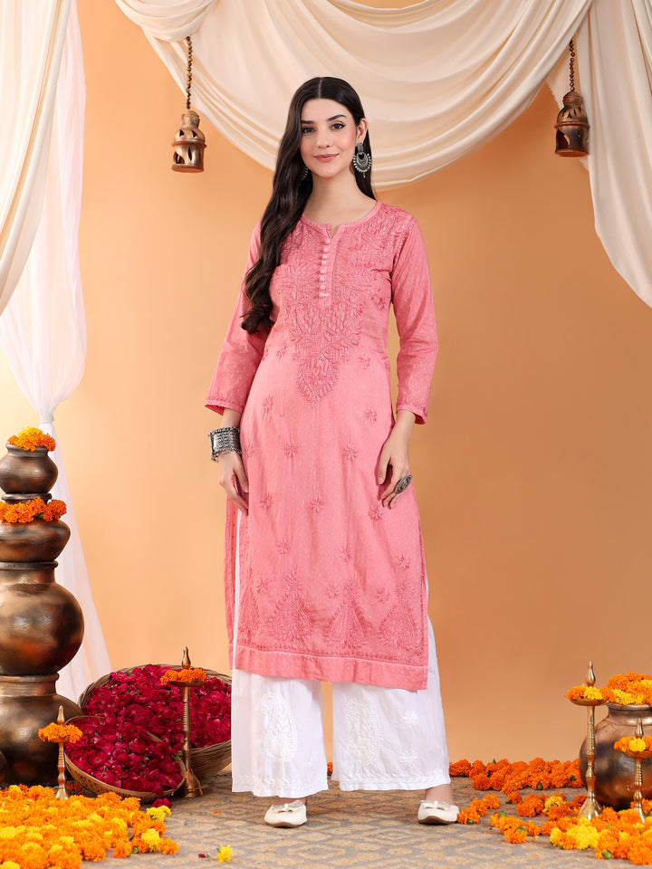 Deepika Chikankari Cotton Straight Kurta