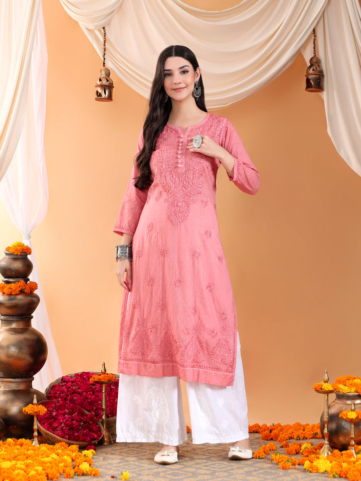 Deepika Chikankari Cotton Straight Kurta