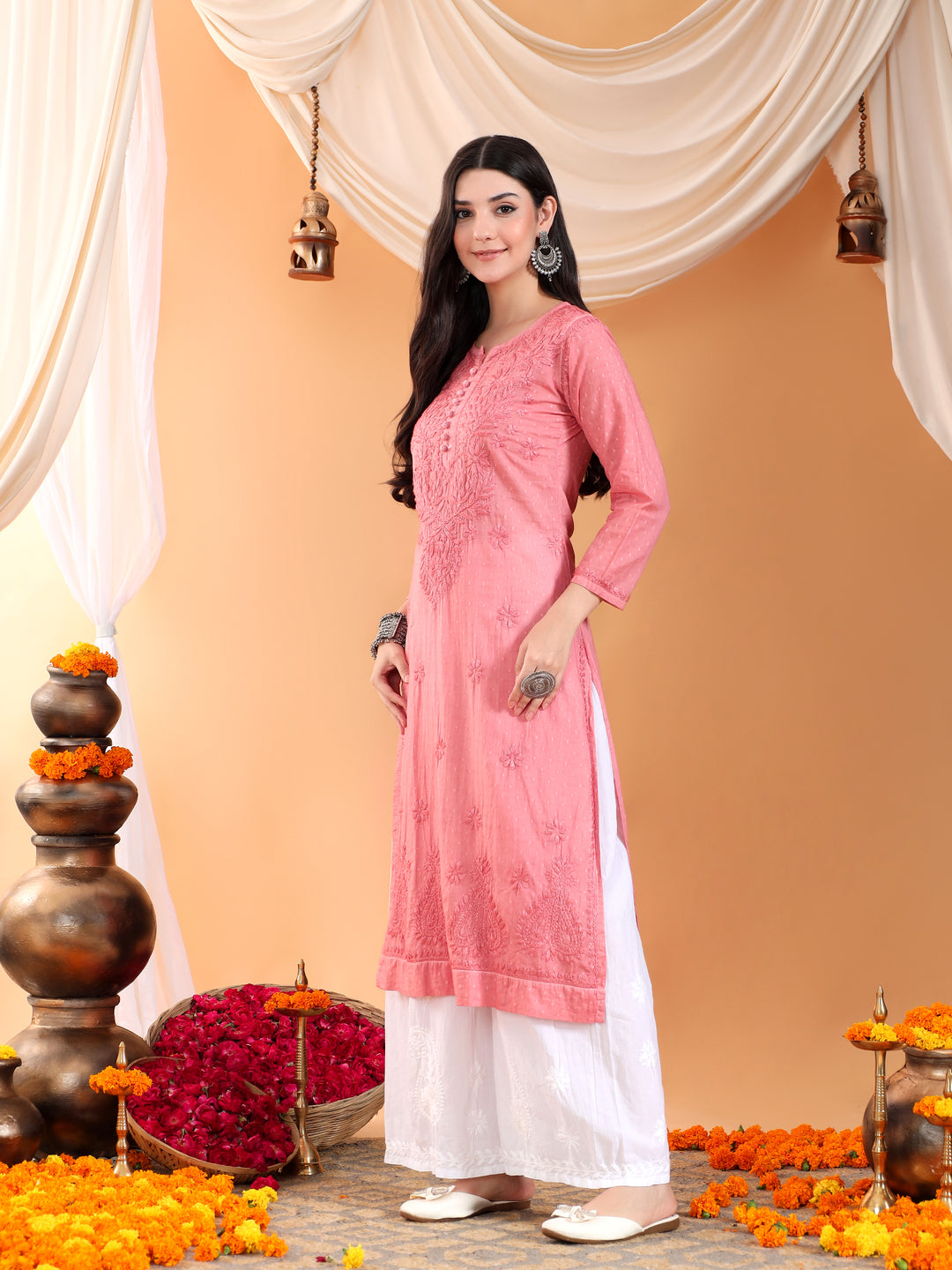 Deepika Chikankari Cotton Straight Kurta