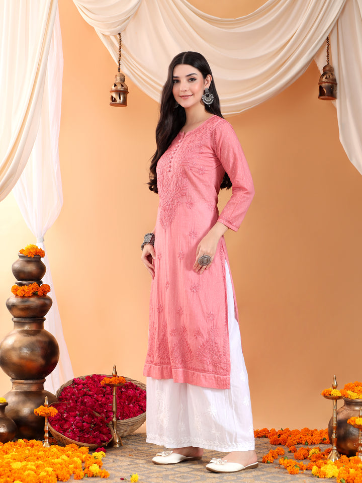 Deepika Chikankari Cotton Straight Kurta